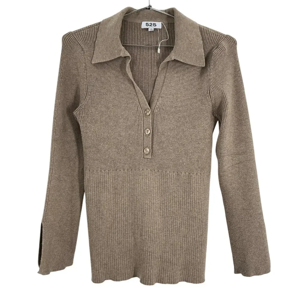 525 Ribbed Tan Gemma Sweater Size XS - Picture 2 of 4